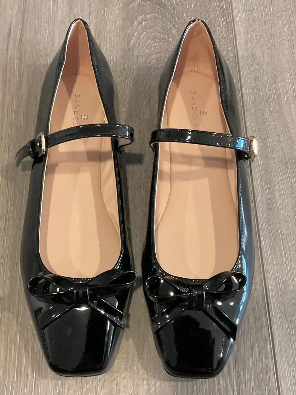BANDOLINO Juletta  Flat Mary Jane’s in Black Patent Bow Accent Size 9 NEW